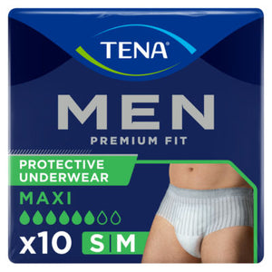 Tena Men Premium Fit Beskyttende Undertøy Maxi S/M Inkontinensundertøy 10-pakning