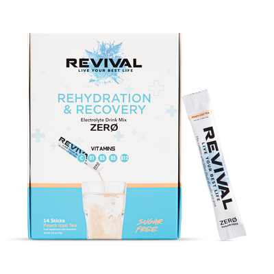 Holland & Barrett Revival Zero Peach Iced Tea Electrolyte Drink Mix 14 Pack- Buy online at McGrocer
