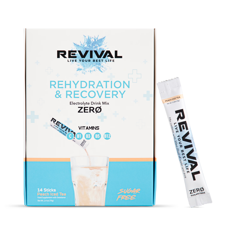 Revival Zero Peach Iced Tea drink mix sachets - British product