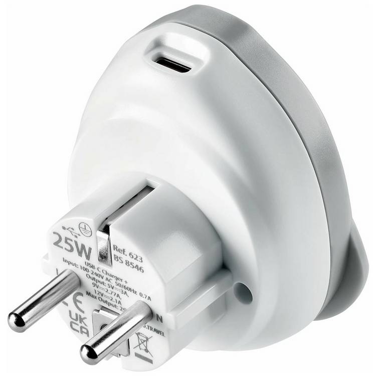 Go Travel USB-C EU travel adaptor - British product