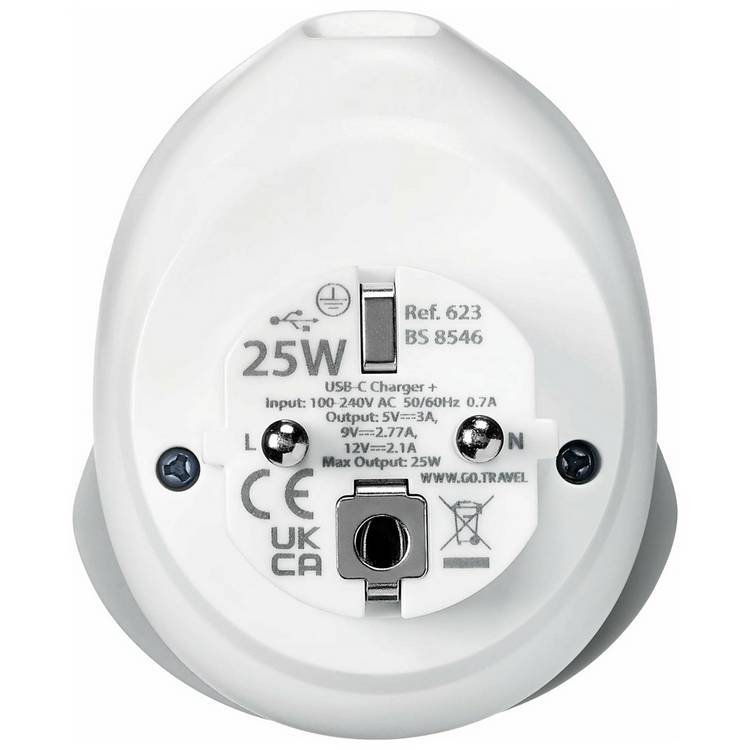 Go Travel USB-C EU travel adaptor - British product