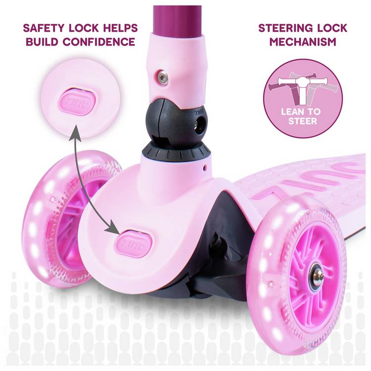 Zinc Flyte 3 wheel kids scooter pink (British brand)