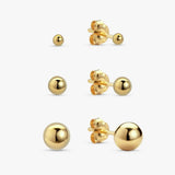 Revere gold plated stud earrings set of 3 - British product