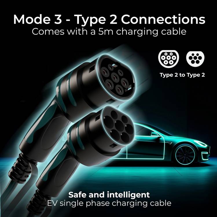 Masterplug Mode 3 EV charging cable 5m, imported from the UK