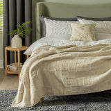 Habitat knitted check throw oatmeal 125x150cm, UK version