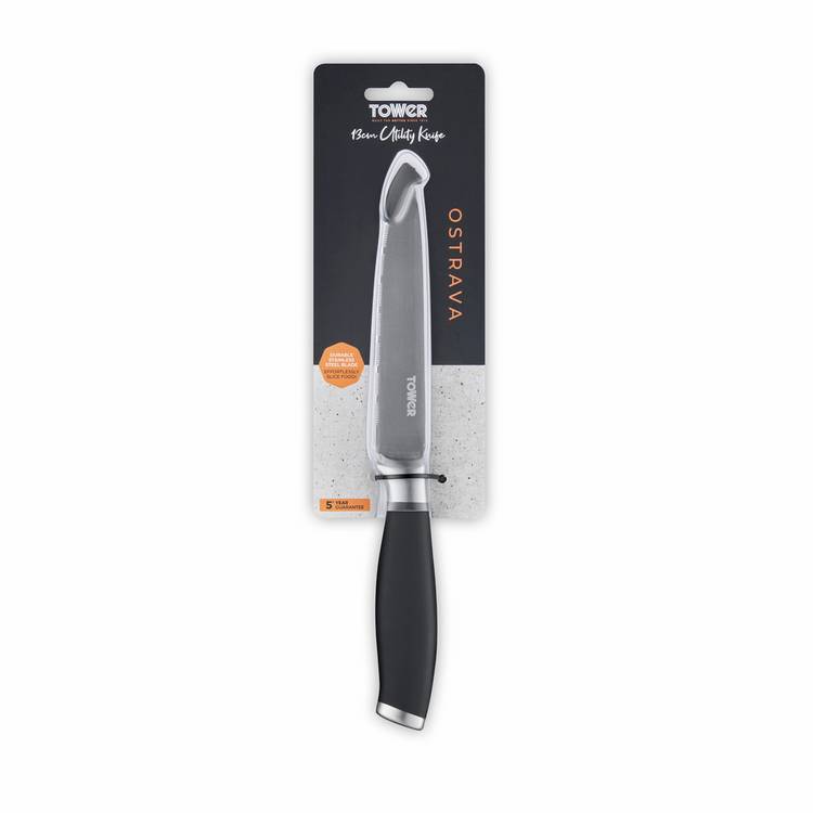 Tower utility knife black and silver - British product
