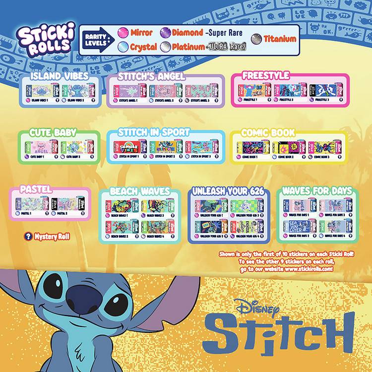 Disney Stitch Sticki Rolls pendant and bracelet set, UK version