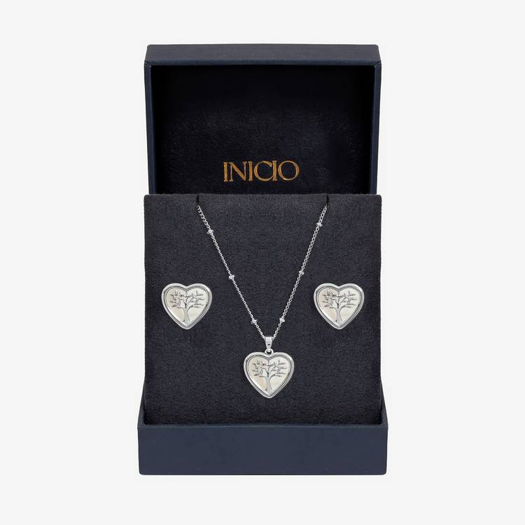 Inicio mother of pearl pendant earrings set, imported from the UK