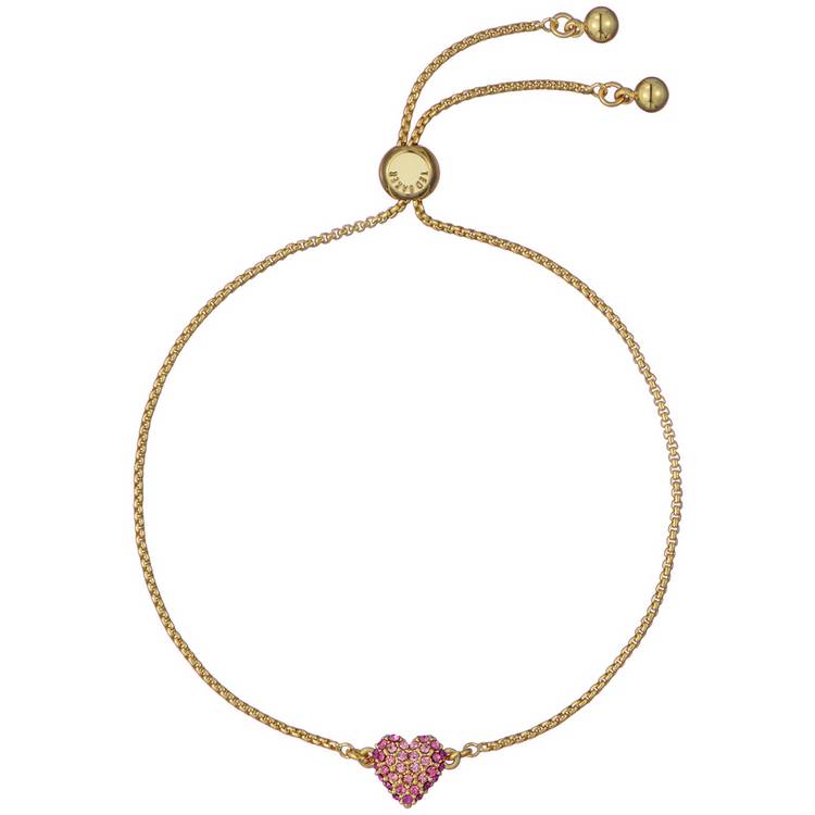 Ted Baker gold plated pink crystal heart adjustable bracelet - British product