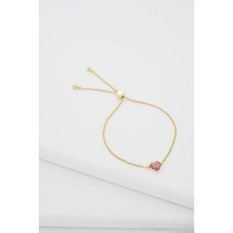 Ted Baker gold plated pink crystal heart adjustable bracelet - British product