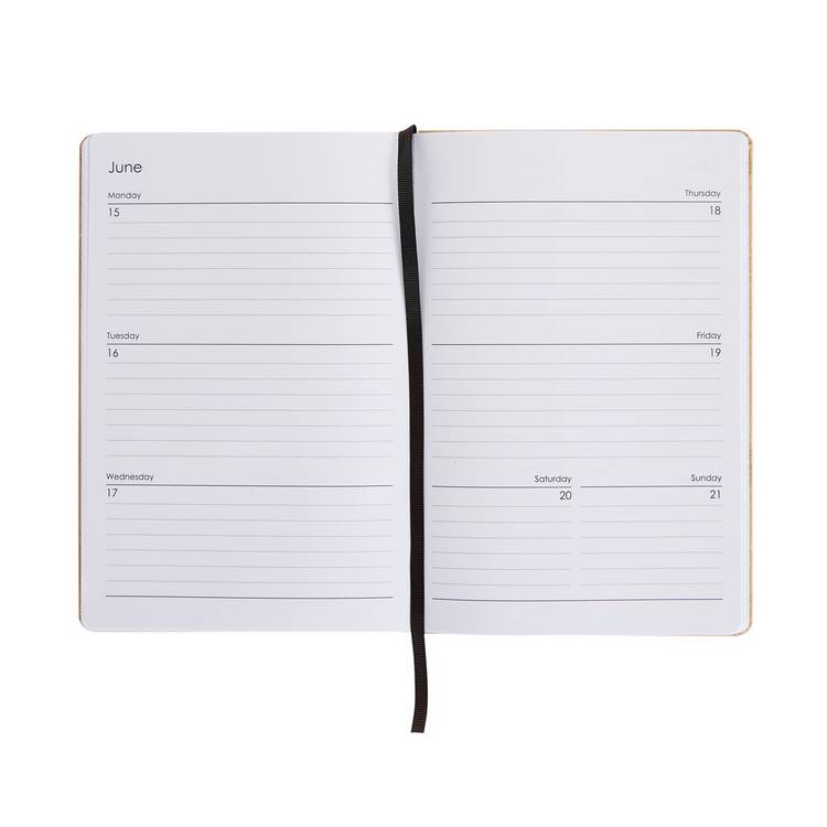 Home A5 week-to-view diary recycled leather tan - British product