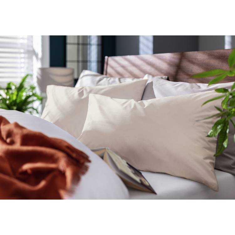 Habitat cotton rich 180TC standard pillowcase pair in neutral - British product