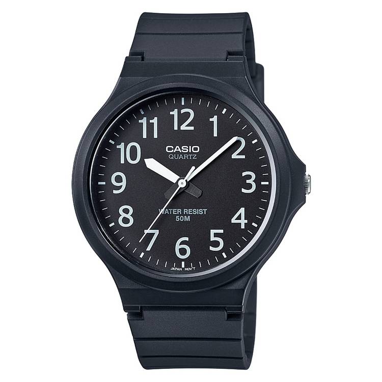Casio analogue watch black dial resin strap, imported from the UK