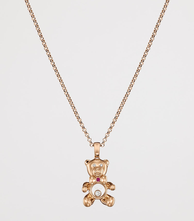 Chopard Happy Diamonds teddy necklace in rose gold - British product