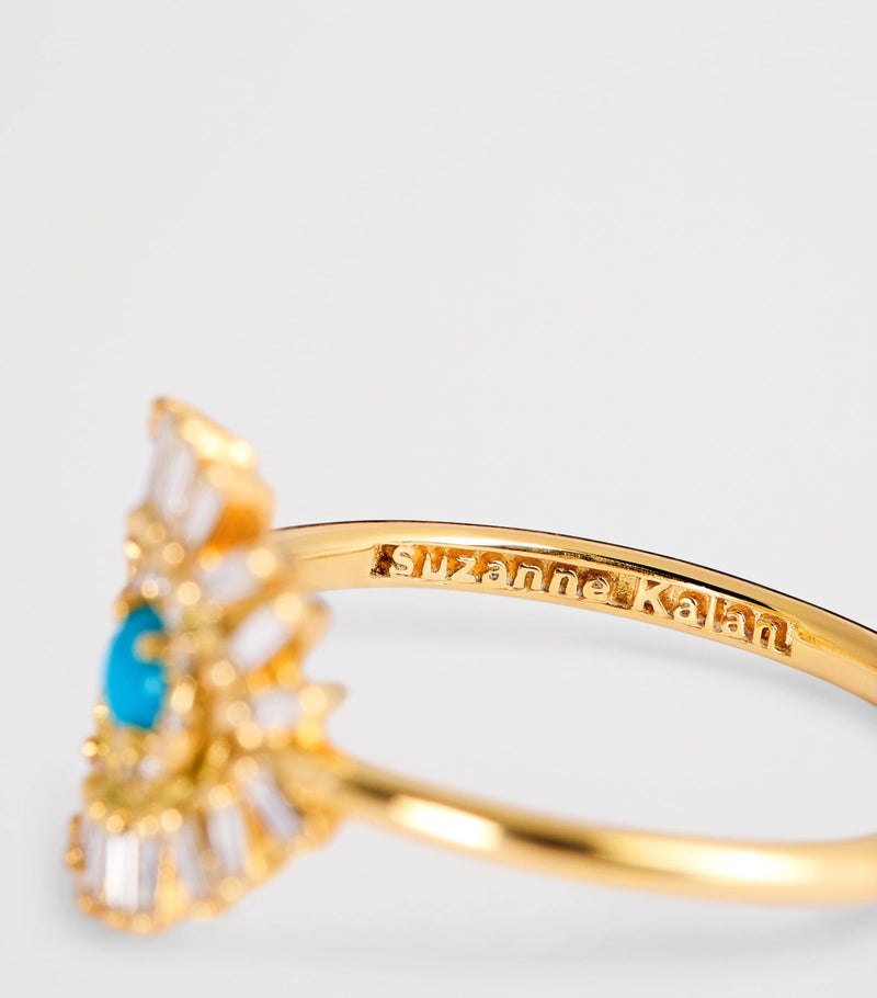 Suzanne Kalan Mini Evil Eye Ring yellow gold turquoise size 6 (British brand)