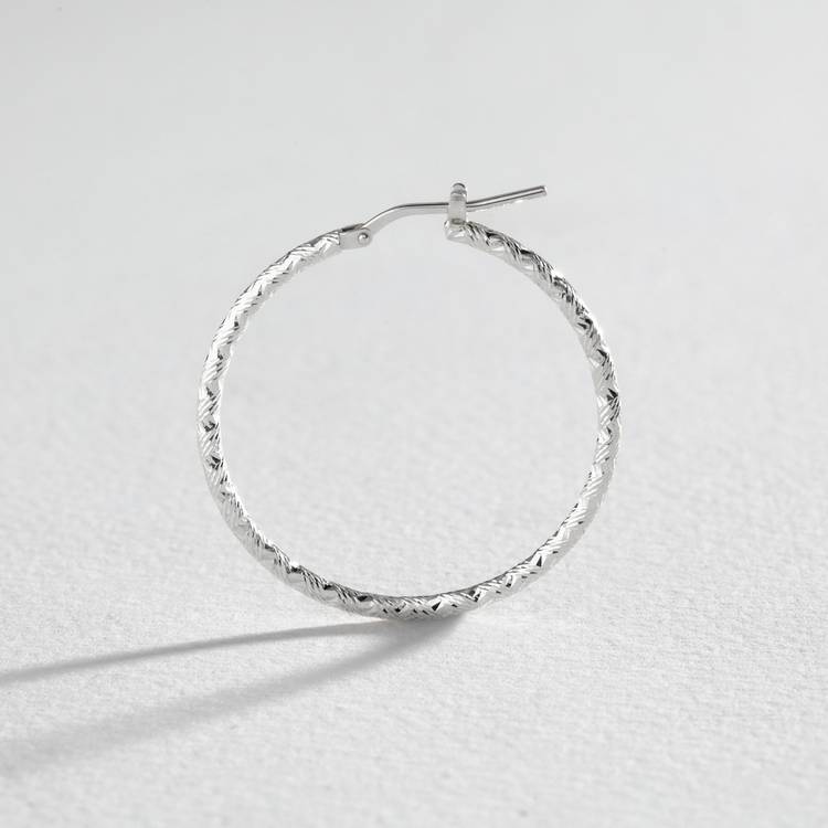 Revere silver diamond cut hoop earrings 2mm, UK version