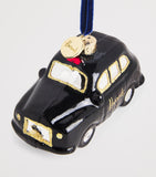 Harrods glitter black cab Christmas tree ornament, UK version