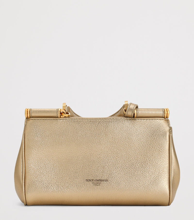 Dolce&Gabbana My Sicily cross-body bag in gold laminated calfskin, UK version