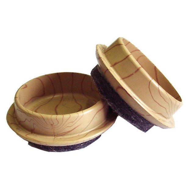 Felt Gard 44mm castor cups wood effect 4 pack - British product