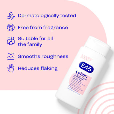 E45 moisturising body lotion 200ml for sensitive skin, UK version