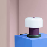 Habitat Portobello touch table lamp green white glass shade, UK version