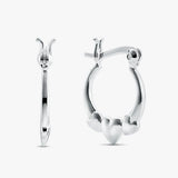 Revere sterling silver triple heart creole hoop earrings, imported from the UK