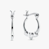 Revere sterling silver triple heart creole hoop earrings, imported from the UK