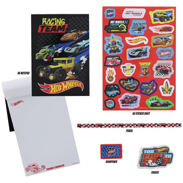Hot Wheels large art colouring set with crayons and pencils, imported from the UK