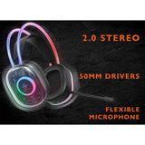 Deltaco DH230 wired gaming headset semi-transparent black - British product