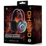 Deltaco DH230 wired gaming headset semi-transparent black - British product