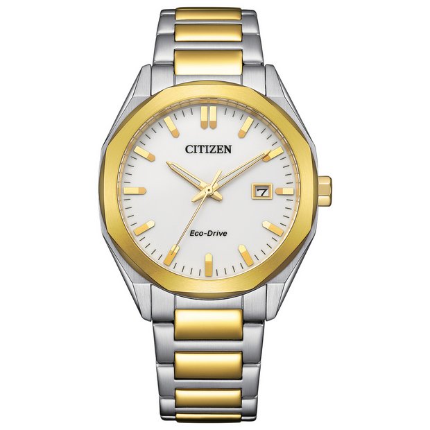 Citizen Eco-Drive men's two tone white dial watch, UK version