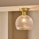 Argos Home Perses cut glass flush ceiling light brass 20cm - British product