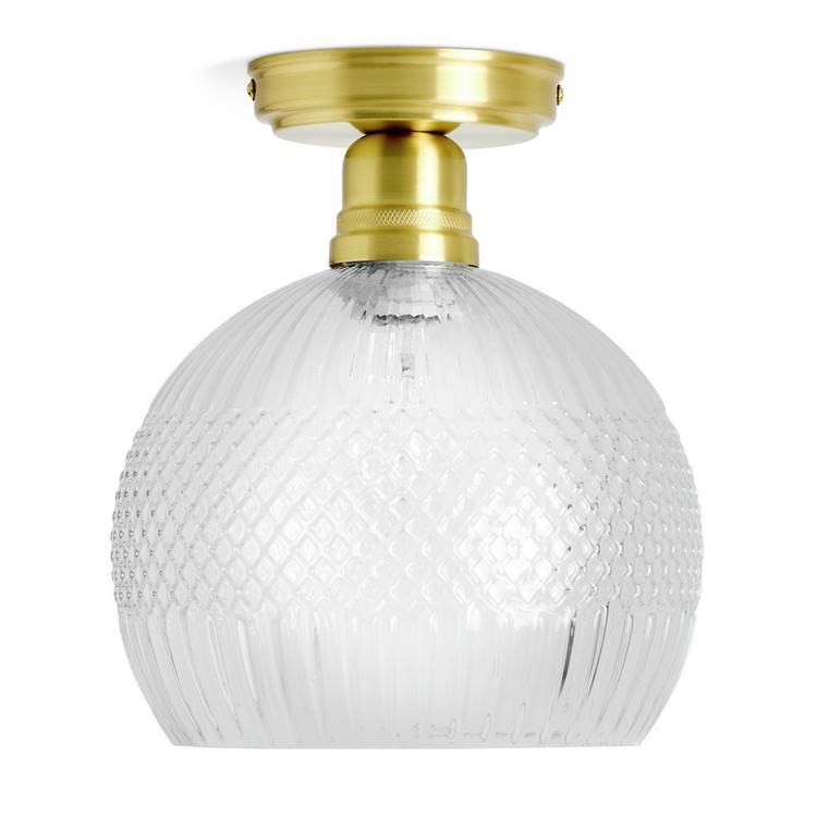 Argos Home Perses cut glass flush ceiling light brass 20cm - British product