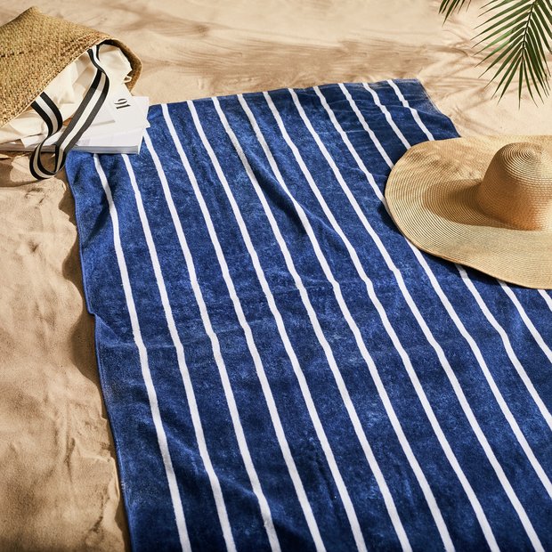 Habitat blue stripe beach towel 150x80cm - British product