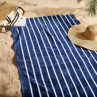 Argos Habitat Blue Skinny Stripe Beach Towel 150cm x 80cm- Buy online at McGrocer