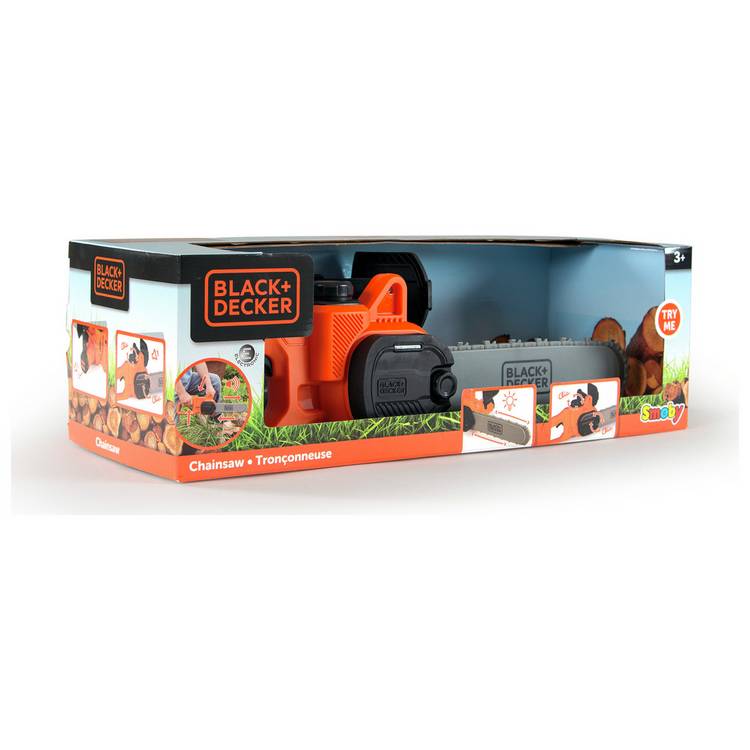 Smoby Black and Decker Chainsaw toy with sounds and moving blade - British product