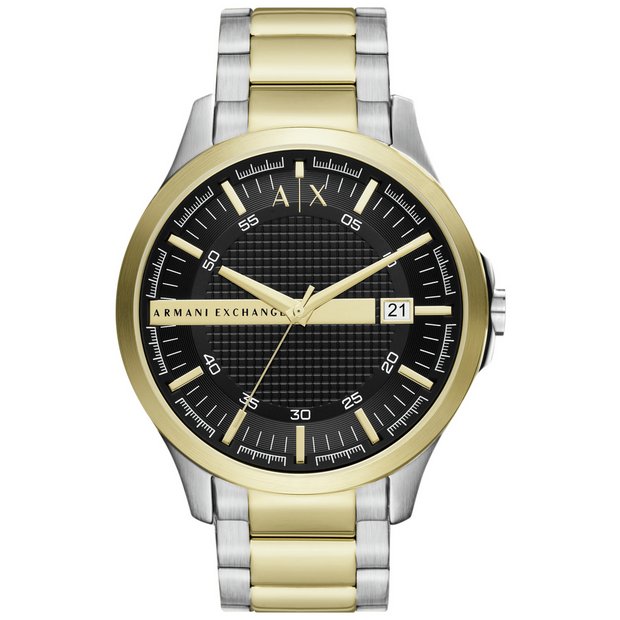 Armani Exchange men's black stainless steel bracelet watch 46mm - British product