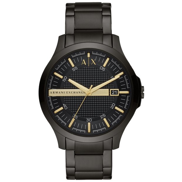 Armani Exchange men's black stainless steel bracelet watch - British product