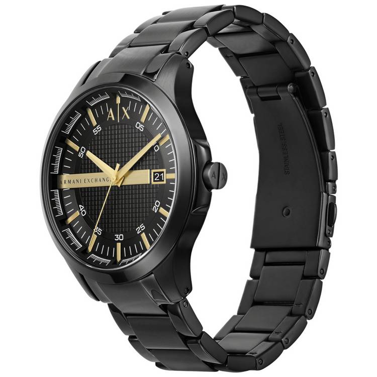 Armani Exchange men's black stainless steel bracelet watch - British product