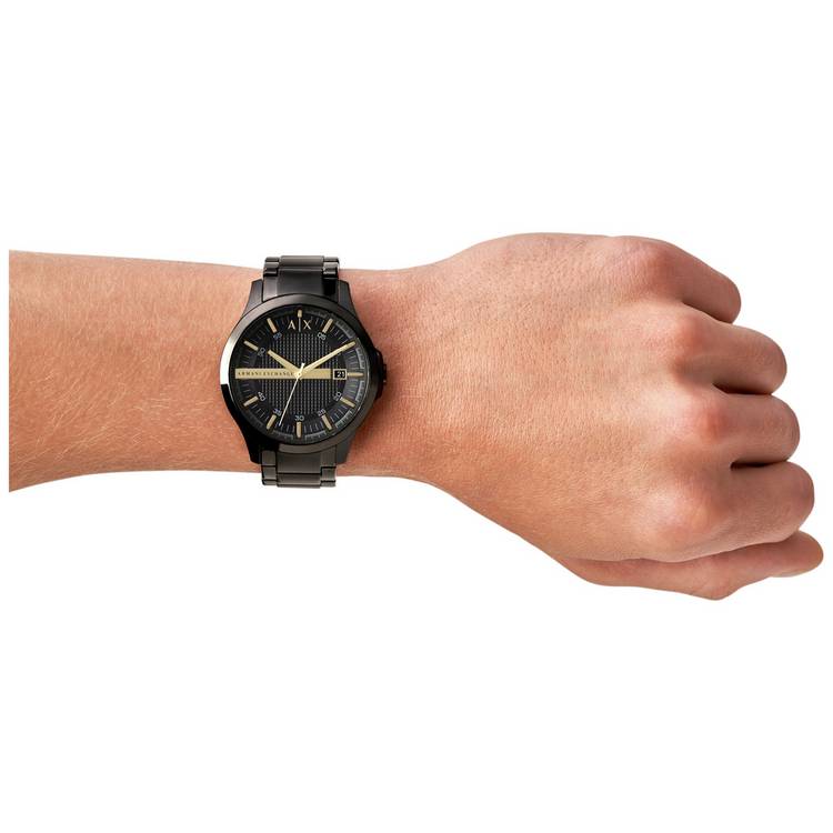 Armani Exchange men's black stainless steel bracelet watch - British product