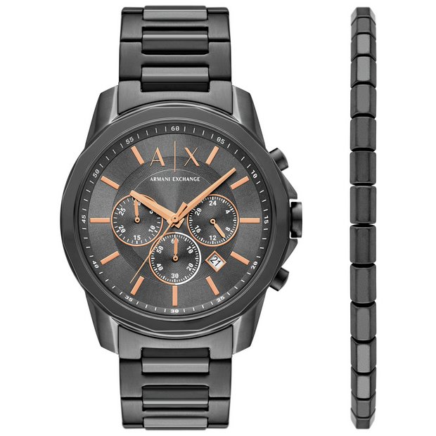Armani Exchange grey chronograph watch stainless steel bracelet - British product