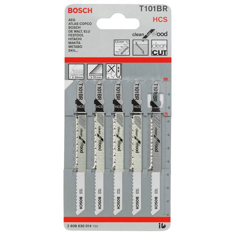 Bosch T-101 wood jigsaw blade 5-pack, imported from the UK