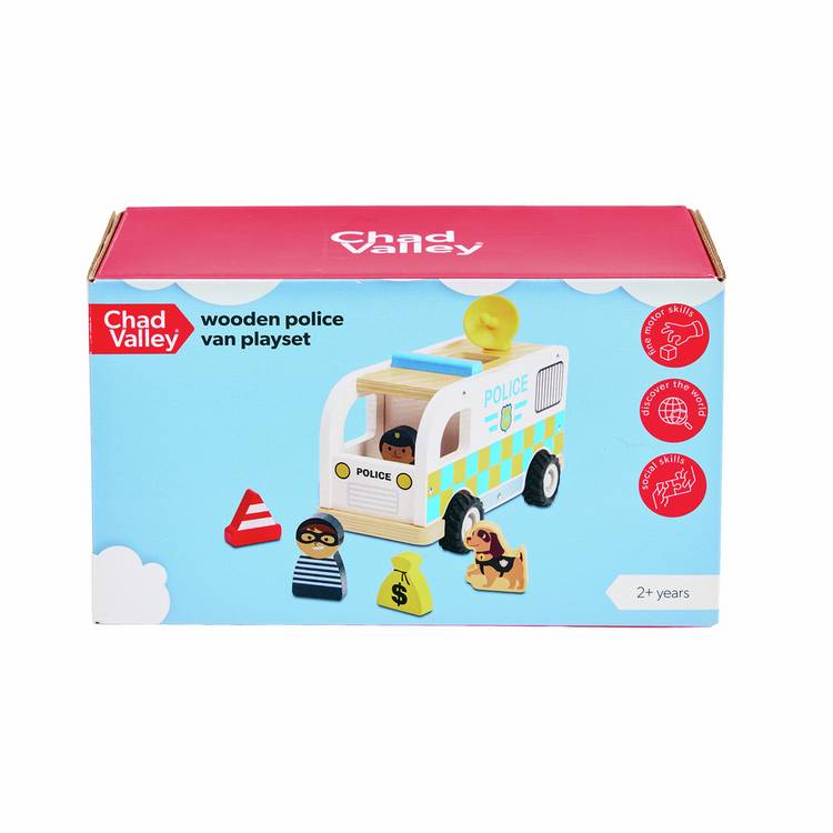 Chad Valley police van playset wooden toy - British product