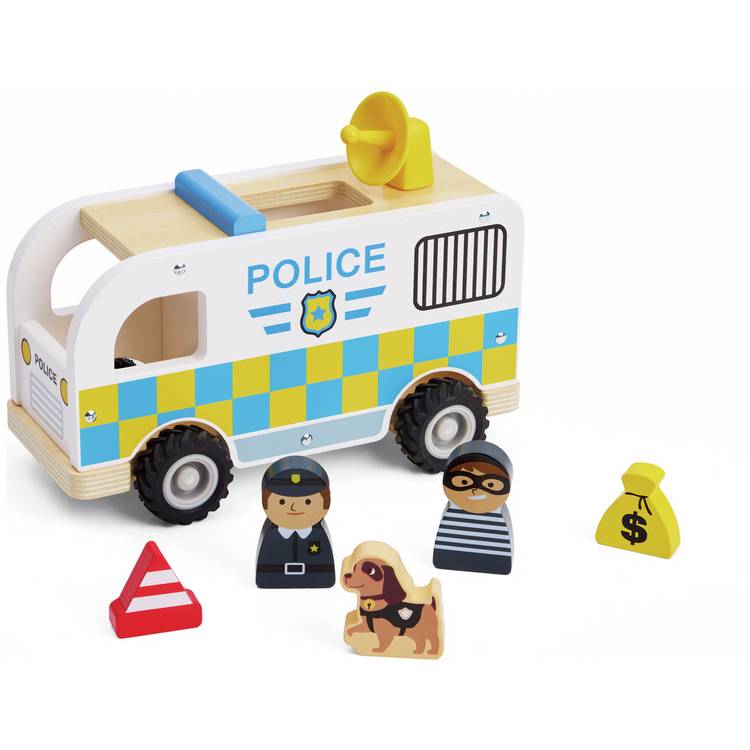 Chad Valley police van playset wooden toy - British product