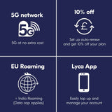 Lyca Mobile 75GB pay as you go SIM card (British brand)