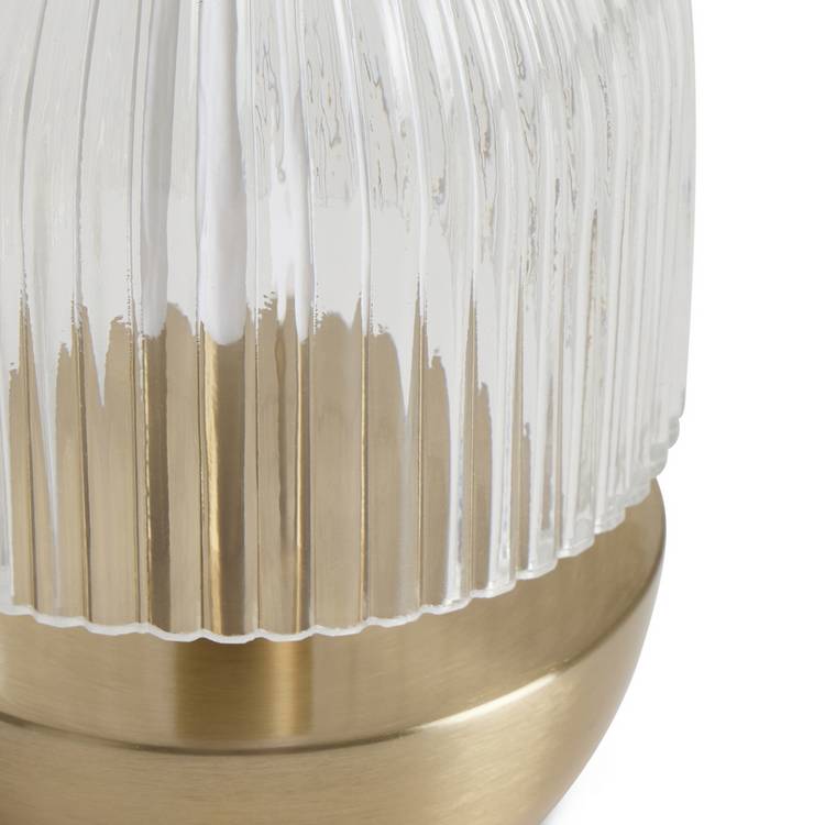 Habitat ribbed glass portable table lamp brushed brass (British brand)