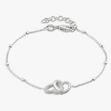 Revere sterling silver interlinked heart bracelet 20cm, imported from the UK