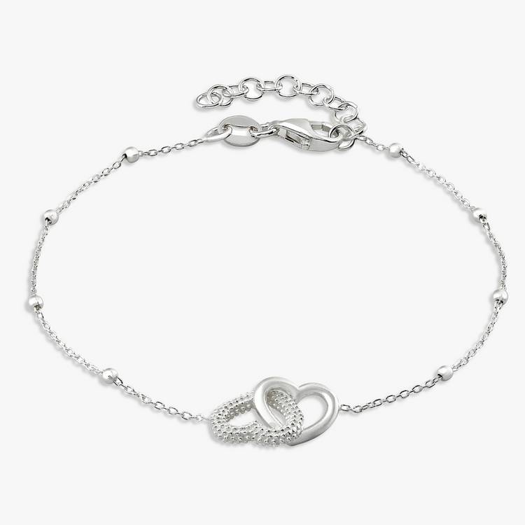 Revere sterling silver interlinked heart bracelet 20cm, imported from the UK