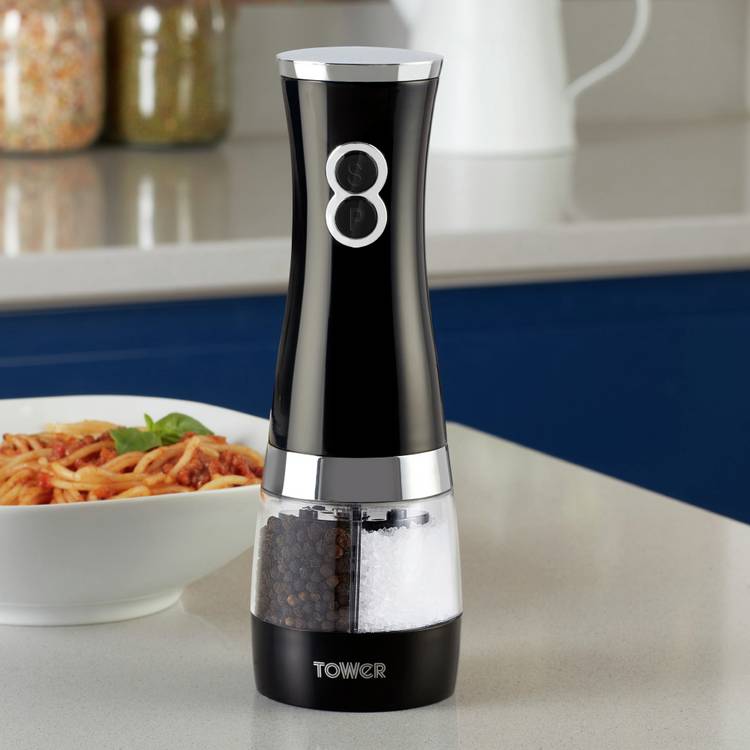 Tower Duo salt and pepper mill black, imported from the UK