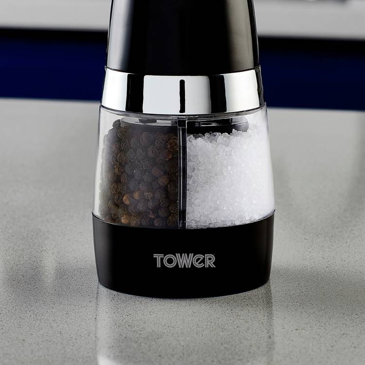 Tower Duo salt and pepper mill black, imported from the UK